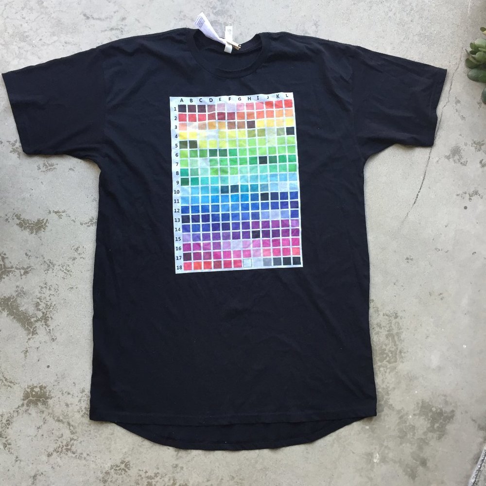Rainbow Color Chart on Black BIG Tee, 2XL NWT